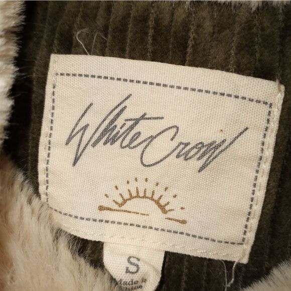 White Crow Womens Jacket Small S Corduroy Long Sleeve Button Up Olive Pockets. - Picture 2 of 12